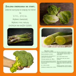 wpis na socjal media dotyczący zielonych warzyw