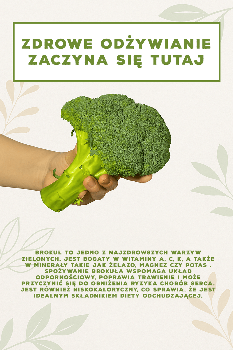 ulotka z wykorzystaniem pliku z motywem brokuł