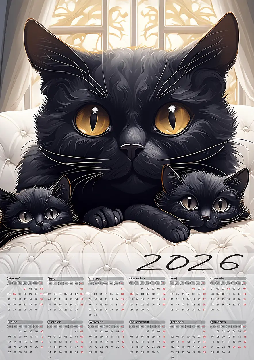 Projekt kalendarza jedna strona 12 miesięcy