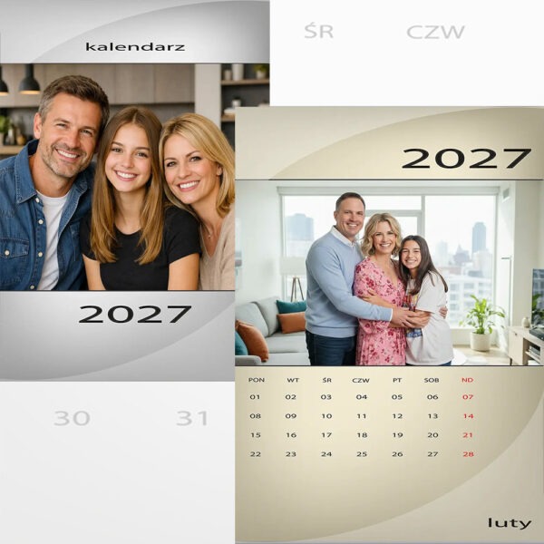 projekt kalendarza na rok 2027 12 stron i okładka
