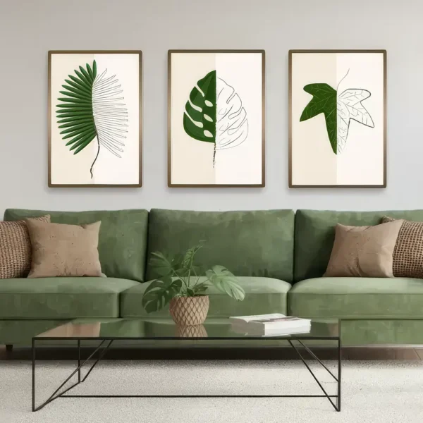 Zestaw 3 plakatów botanicznych do druku – Liście egzotyczne