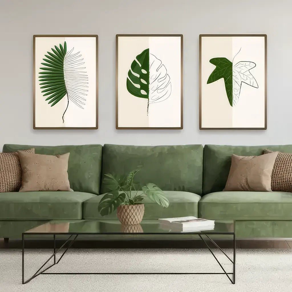 Zestaw 3 plakatów botanicznych do druku – Liście egzotyczne