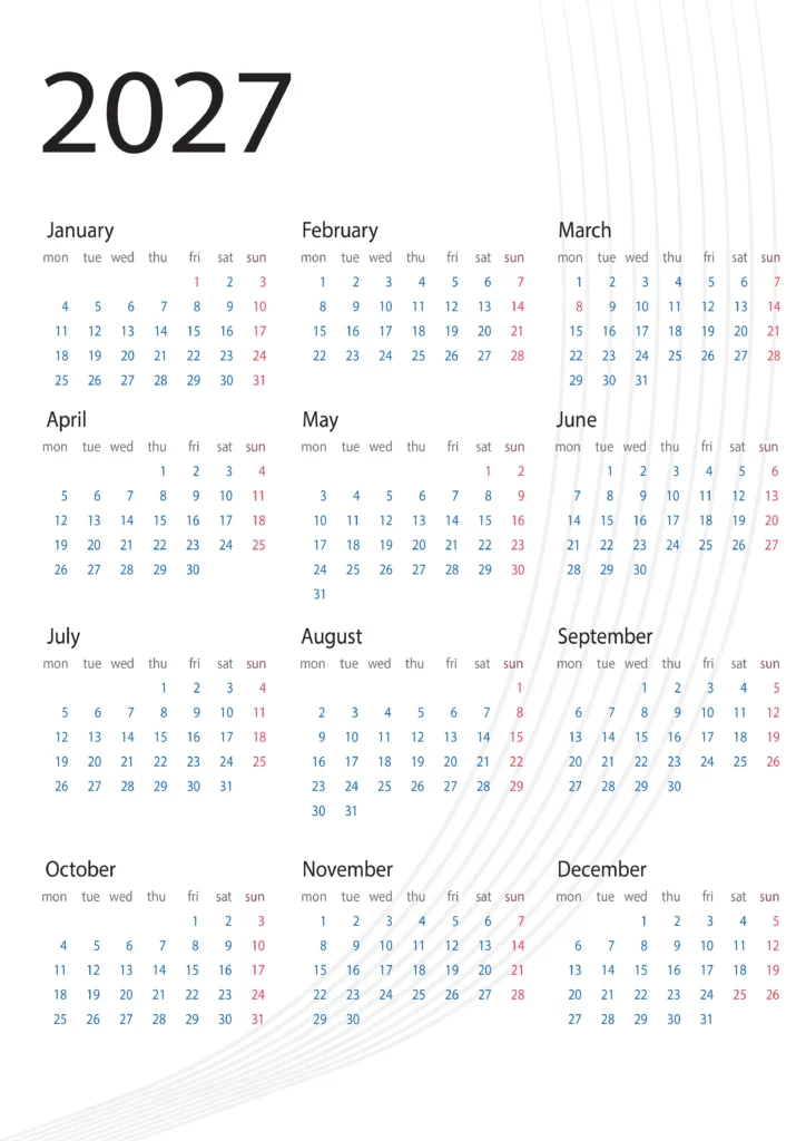 plik darmowy z kalendarzem na 2027 rok