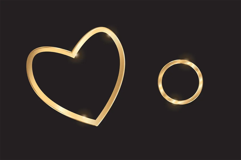 Złoty kontur serca na ciemnym tle, walentynkowa grafika do pobrania