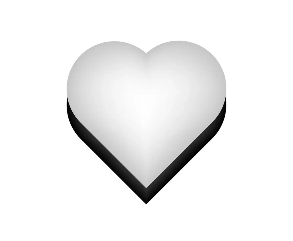 Białe serce na czarnym tle, walentynkowa grafika do pobrania