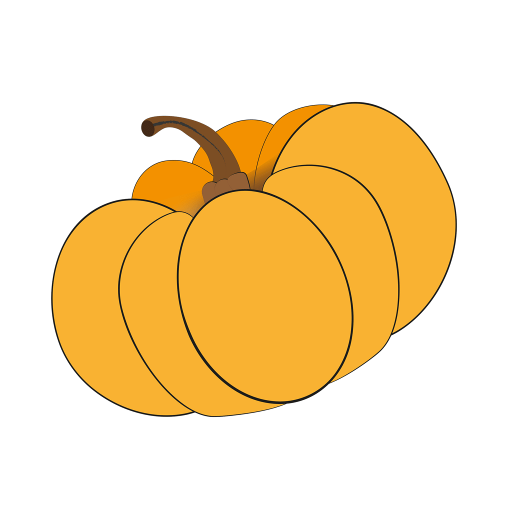 Pomarańczowa dynia z brązową szypułką, ilustracja na Halloween na przezroczystym tle